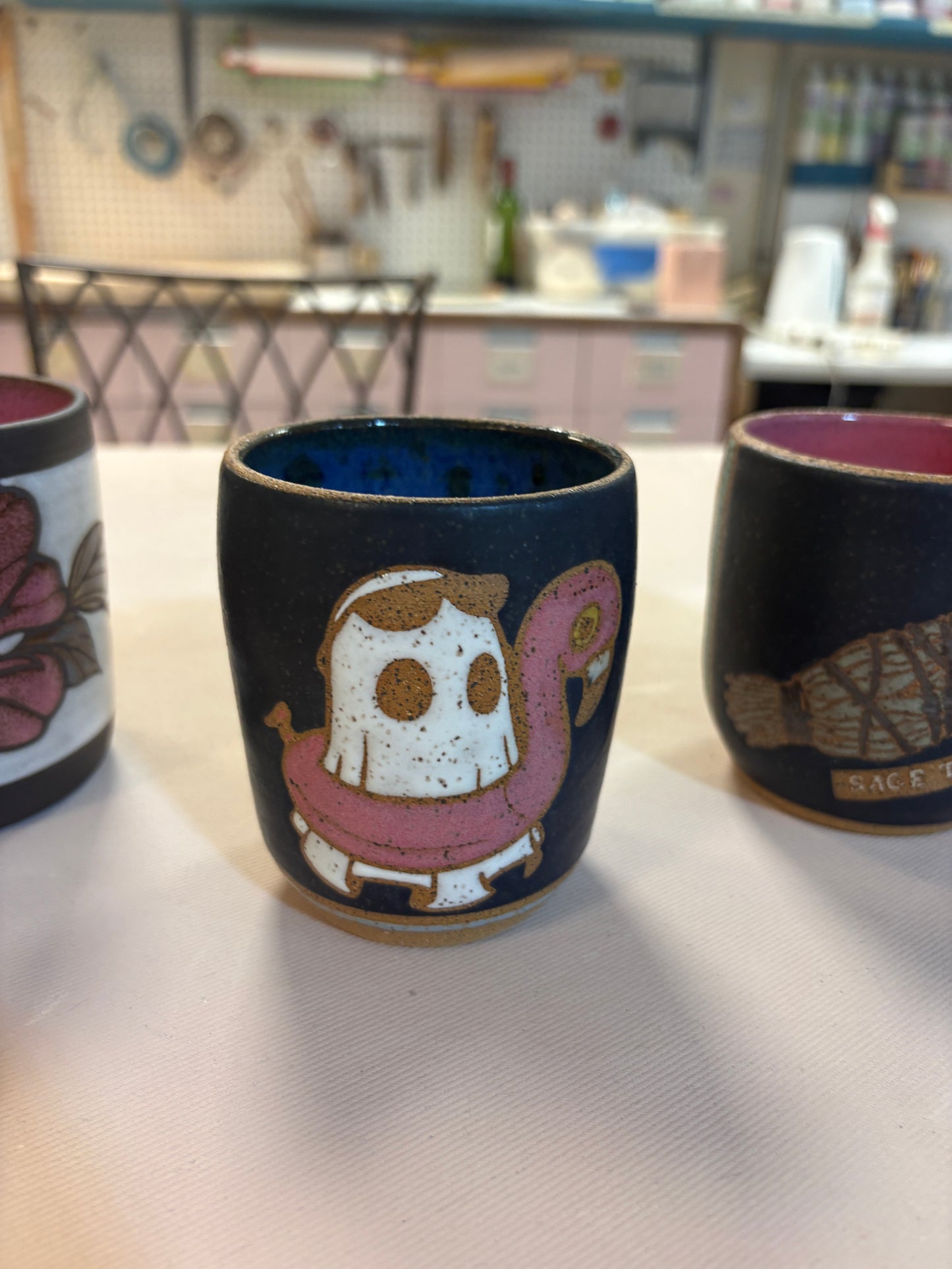 Ghost on flamingo floaty